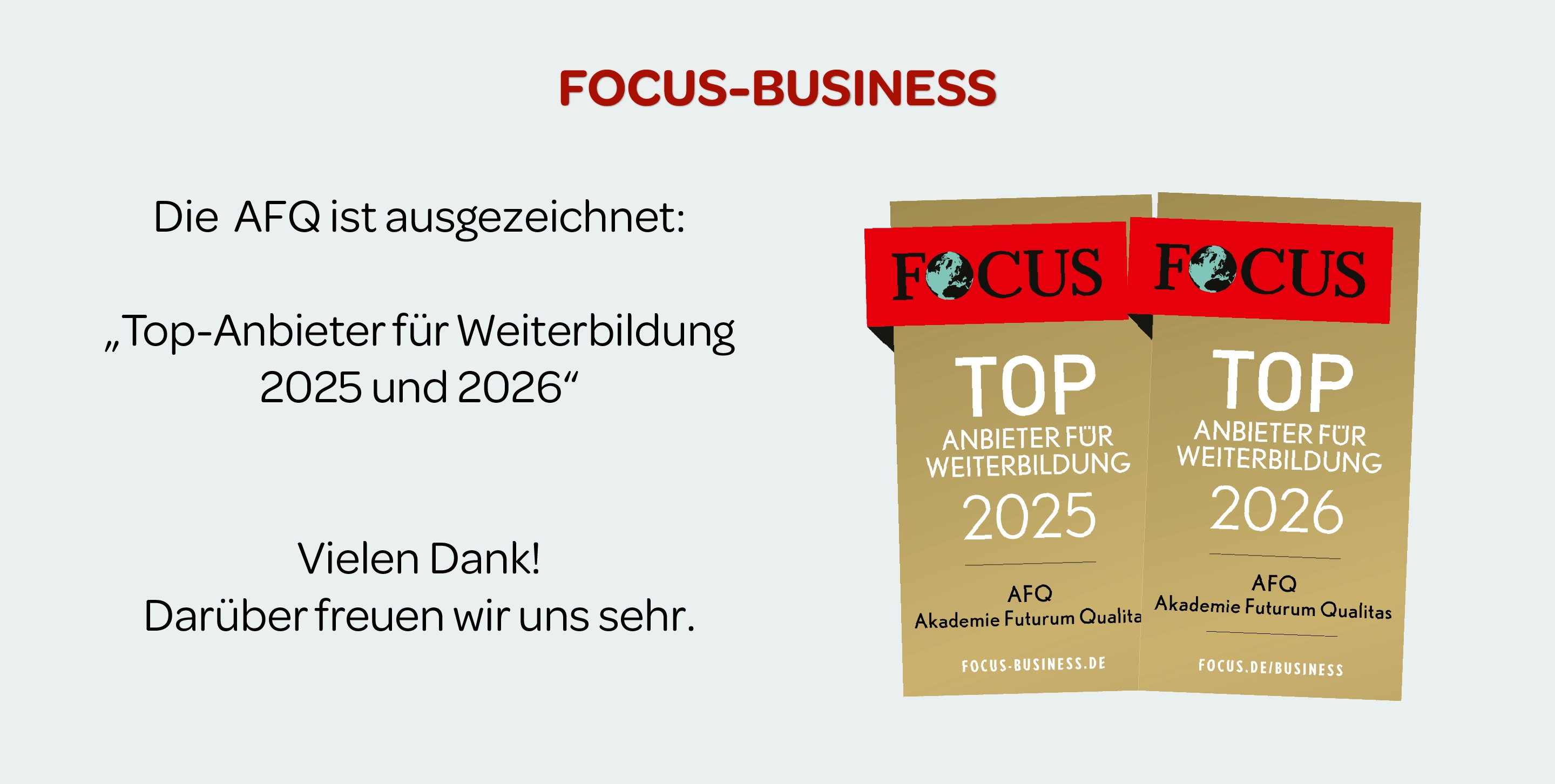 Die AFQ ist eine der Top Ausbildungstätten 2025 und 2026